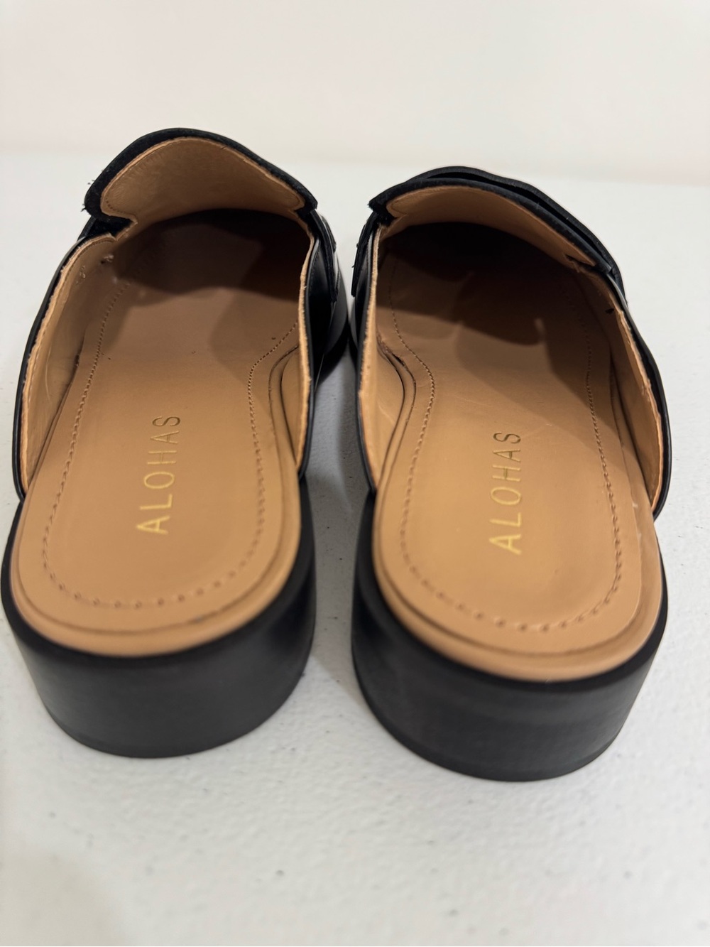 EUC ALOHAS Alfred Black Leather Mule Loafer Women's 38 US 7-7.5 Square Toe - Picture 6 of 12
